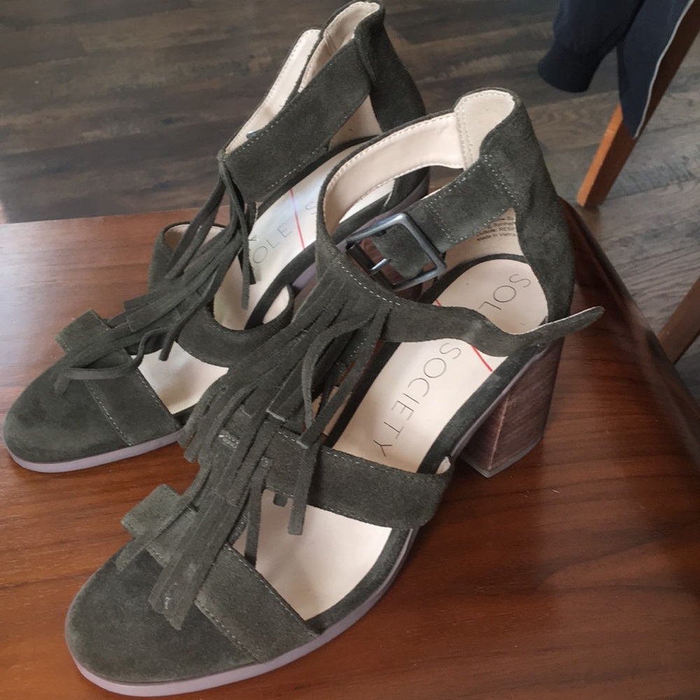Never worn - Olive green suede heels